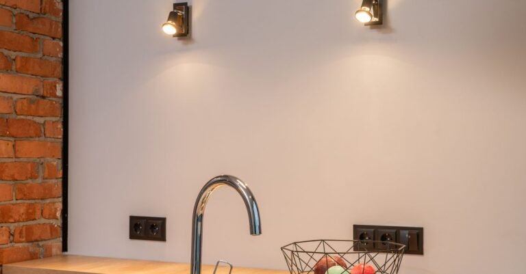 Compact apartment kitchen with a sink and limited countertop space